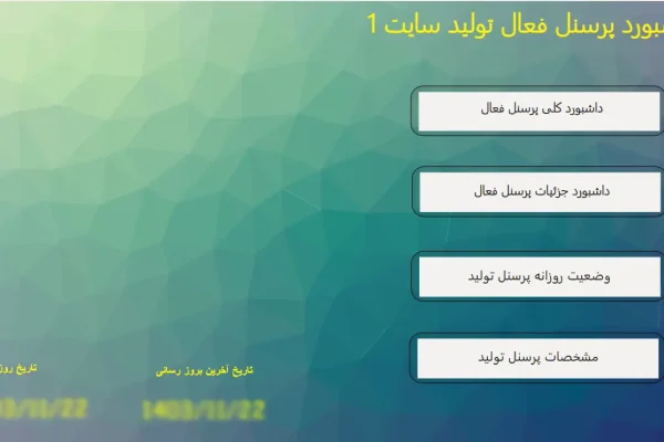داشبورد پرسنل فعال تولید داشبورد پرسنل فعال تولید